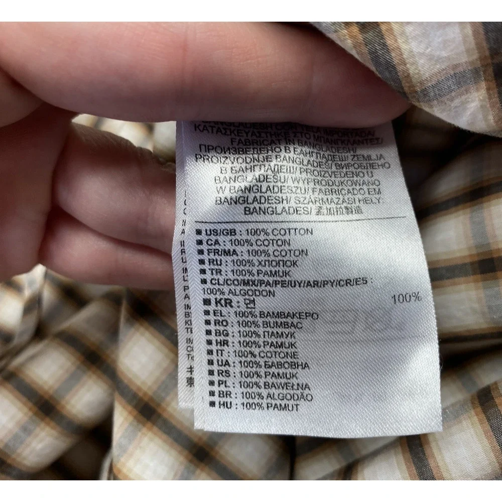 Banana Republic Shirt Mens Medium NEW Soft Wash Slim Fit Brown Plaid Long Sleeve